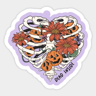 Halloween Costume Floral Rib Cage - Boho Skeleton Flowers Sticker